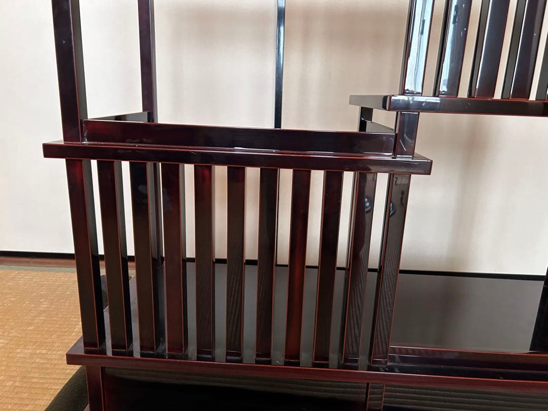 本漆　輪島塗　茶箪笥　モダンなデザイン　ワインレッド