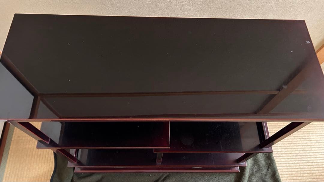 本漆　輪島塗　茶箪笥　モダンなデザイン　ワインレッド