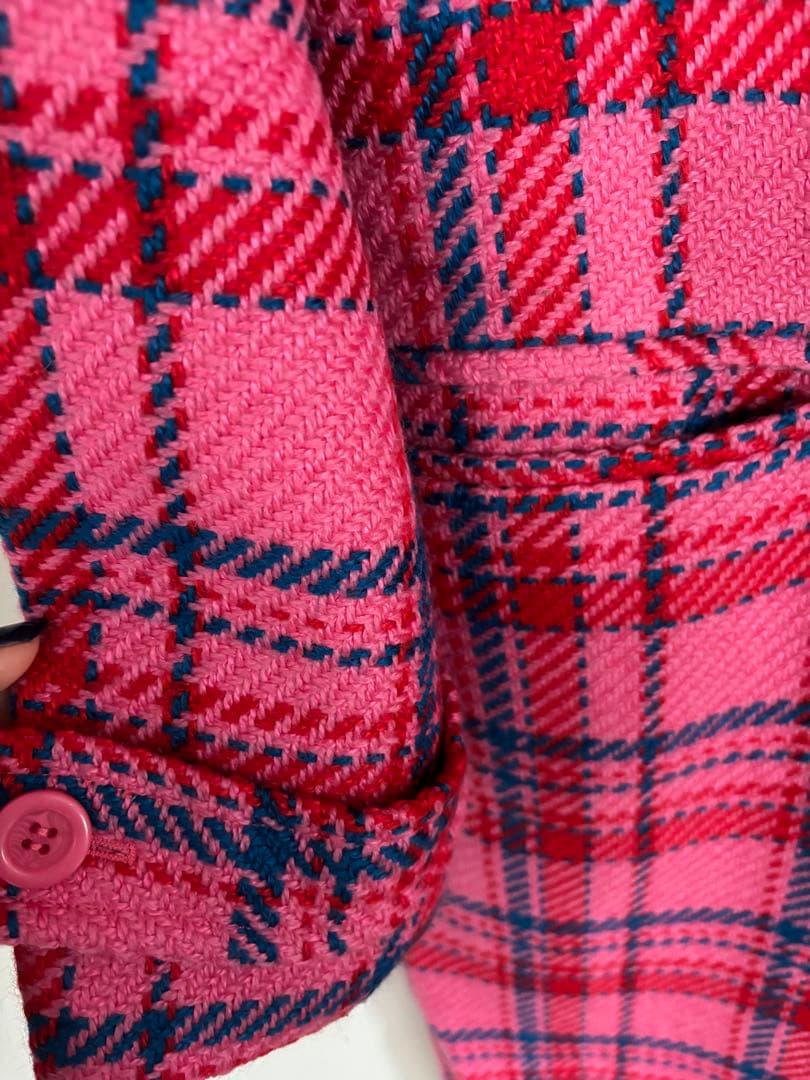 <美品>MAISON SPECIAL ピンク チェック トレンチコート