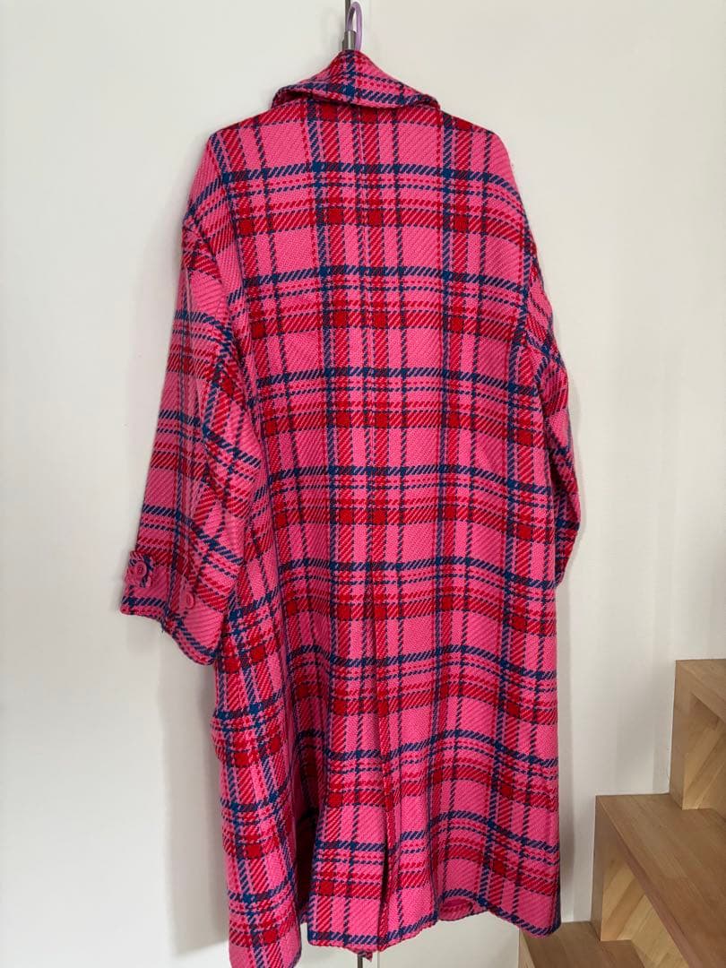 <美品>MAISON SPECIAL ピンク チェック トレンチコート