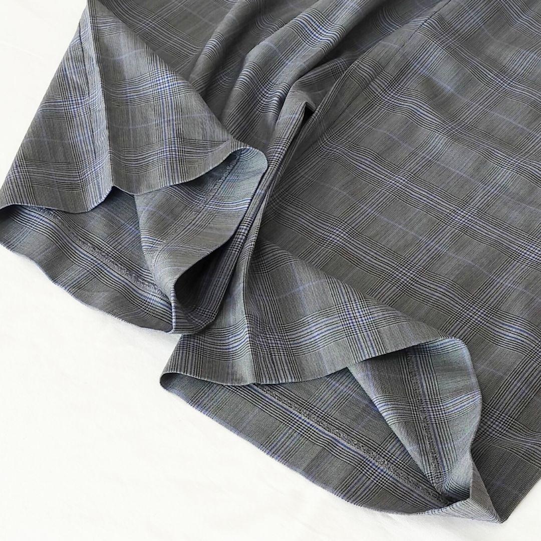 美品 ENFOLD グレンチェック ウール ワイドイージーパンツ 38 グレー