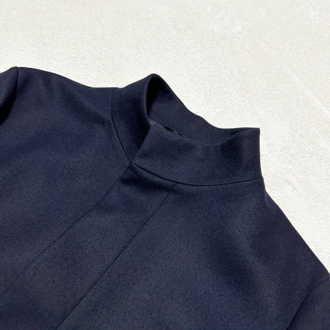 100 美品 EPOCA UOMO ウール100% スタンドカラーコート 濃紺