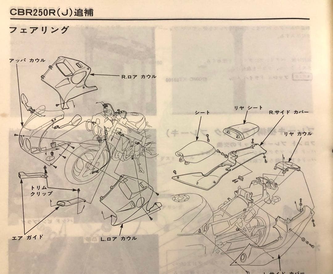 CBR250R（MC19、MC17）、FOUR（MC14）サービスマニュアル