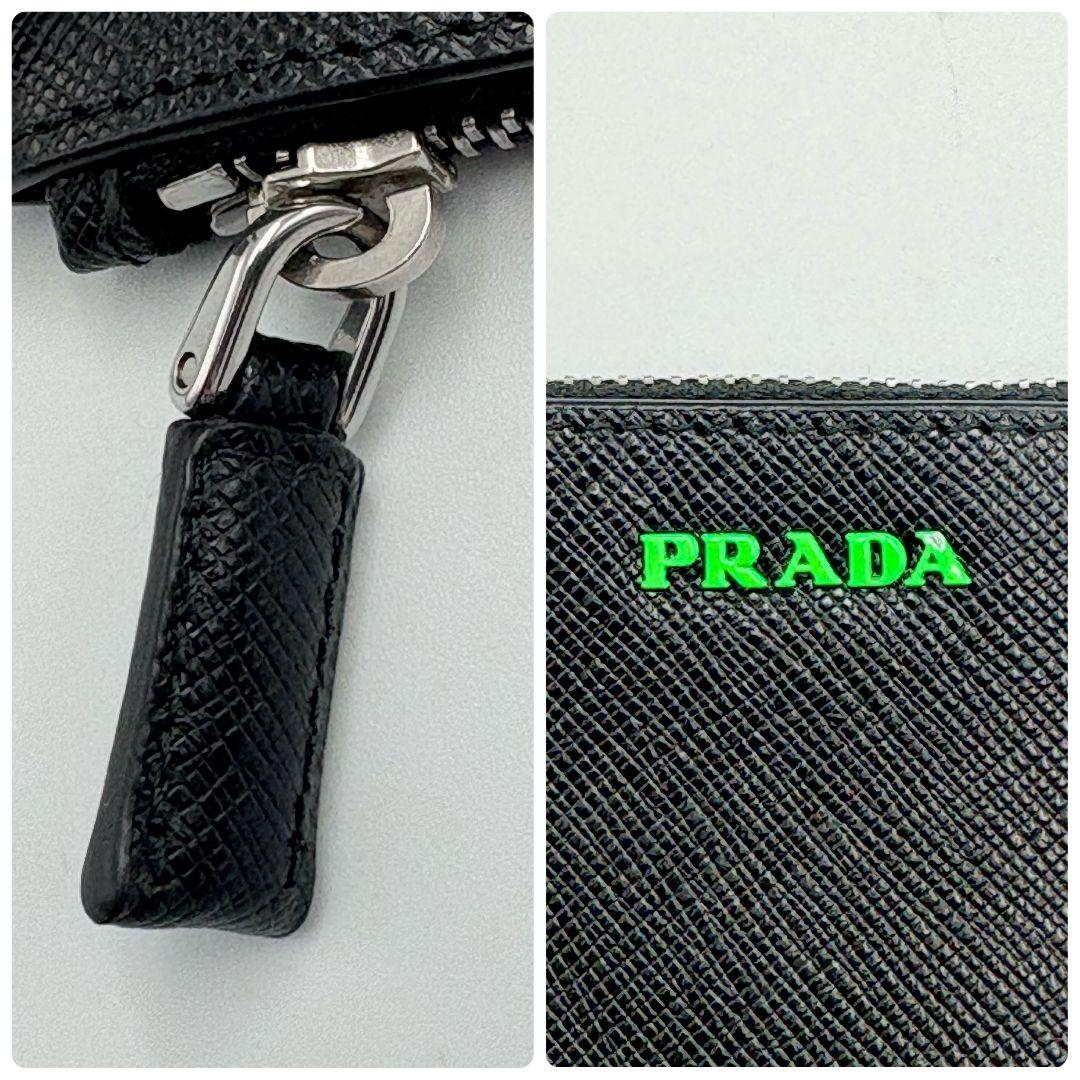 美品✨ PRADA サフィアーノレザー ケース グリーン ブラック