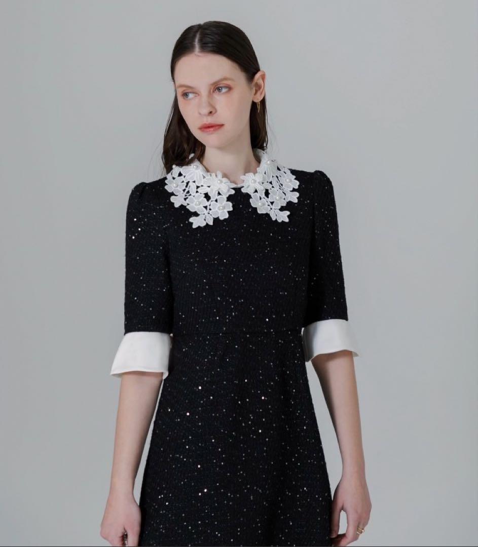 【人気】leja襟付きパーティードレスS