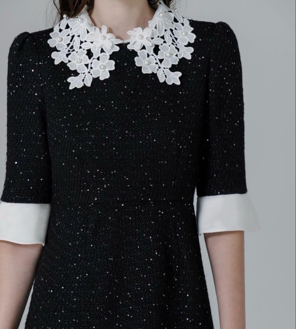 【人気】leja襟付きパーティードレスS