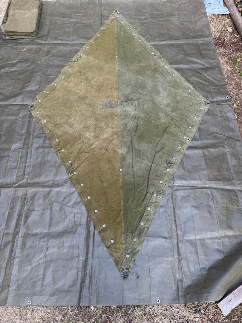 希少！ヴィンテージ　ノルウェー軍幕　8枚　ポール　アルミペグ付き