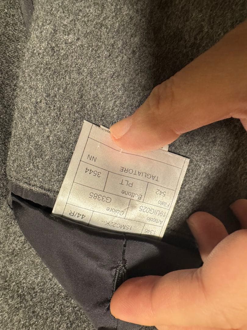 干場義雅44タリアトーレ モンテカルロ カシミヤ 100% グレー テーラード