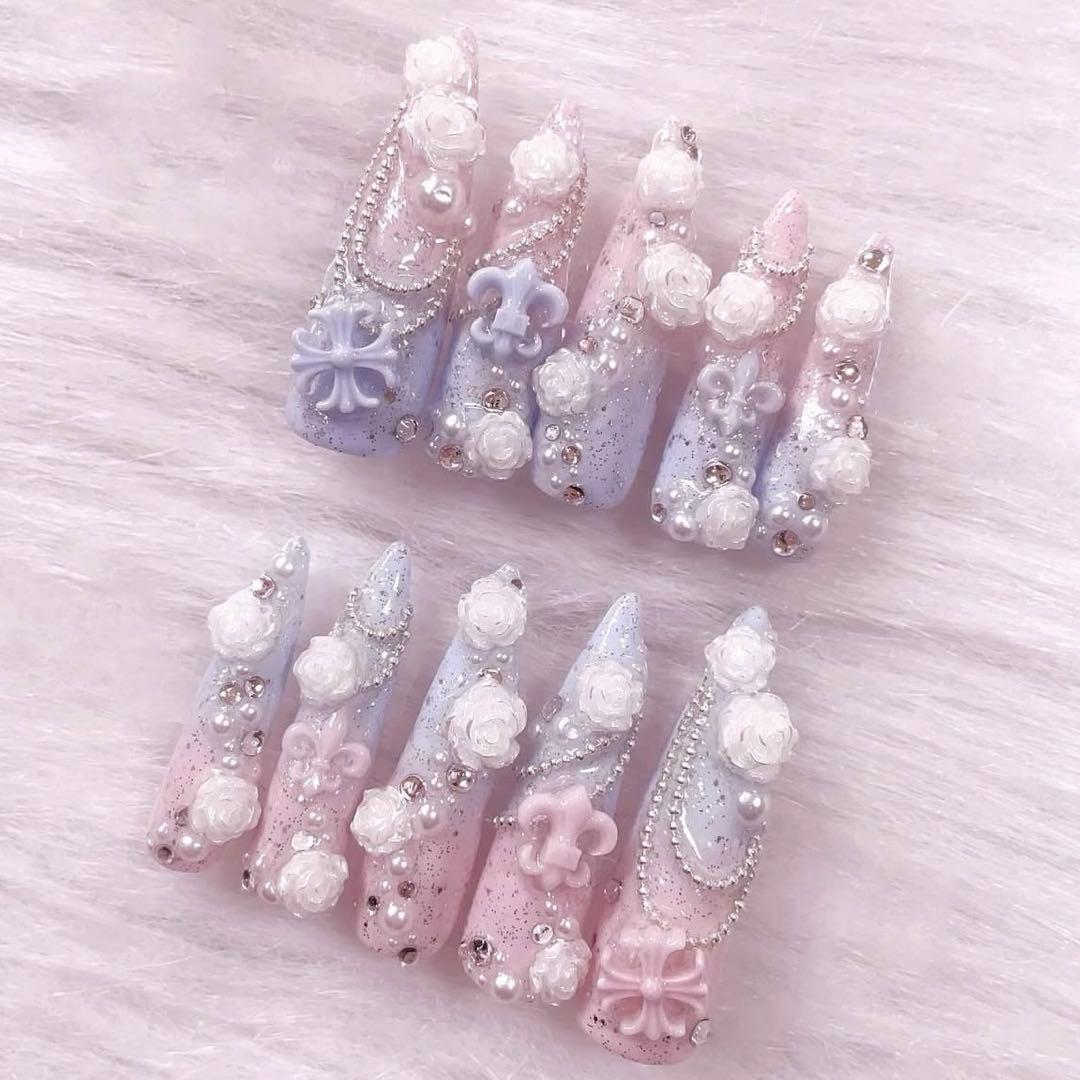 専用3Dネイルアート 10個セット ピンク パープル