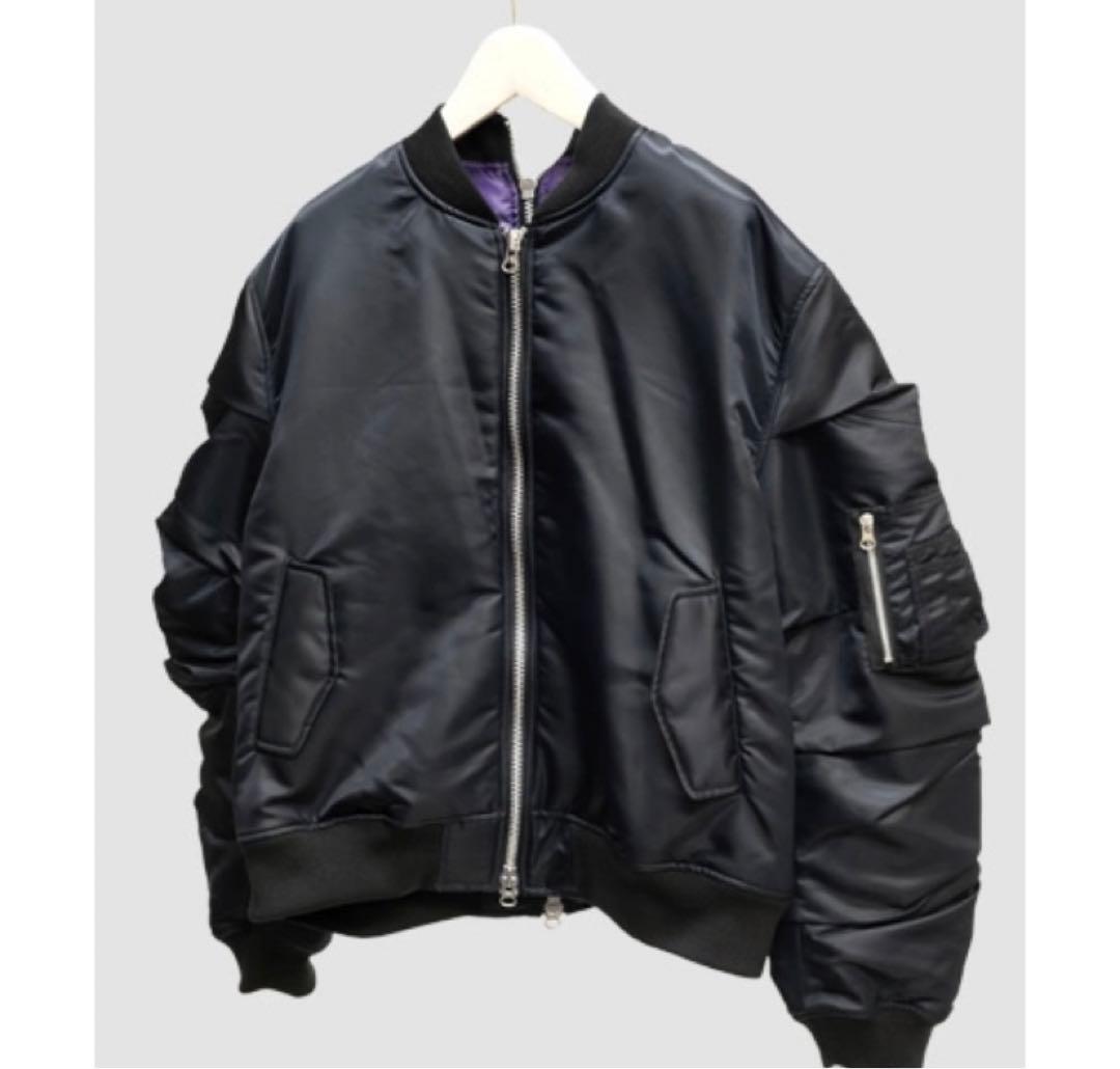 AMNJX MA-1ジャケット 黒紫 Mサイズ 平本蓮