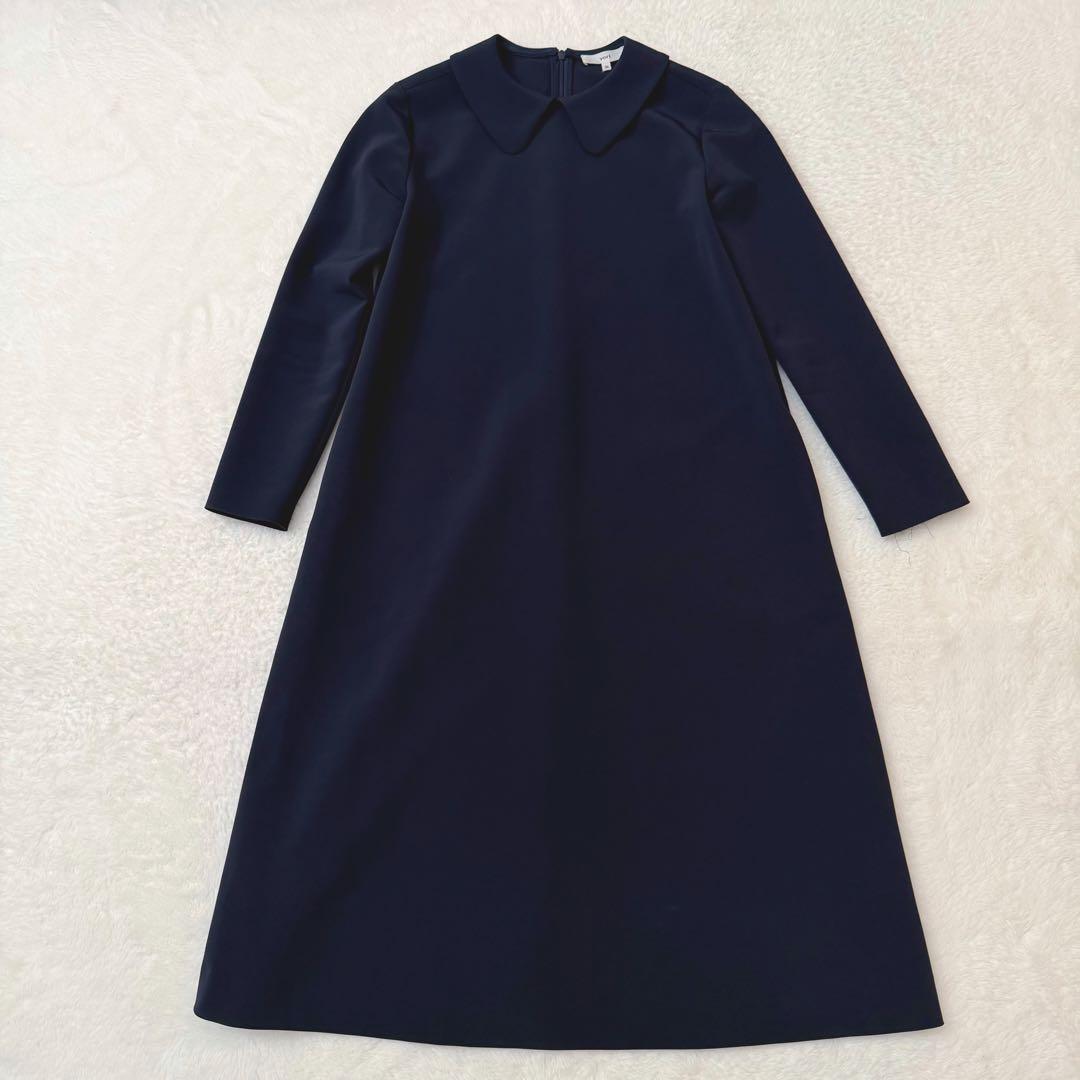 yori ラウンドカラー ドレス　ワンピース　ネイビー　Aライン　セレモニー