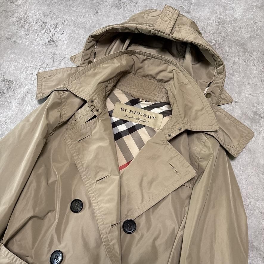 極美品 現行タグ バーバリー 軽量 トレンチコート 42 XL ノバチェック
