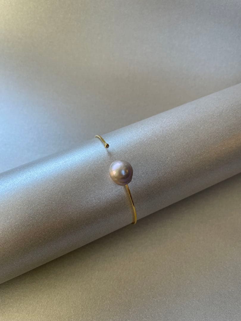 PivoineシルバーグレーバロックパールブレスレットバングルSYG