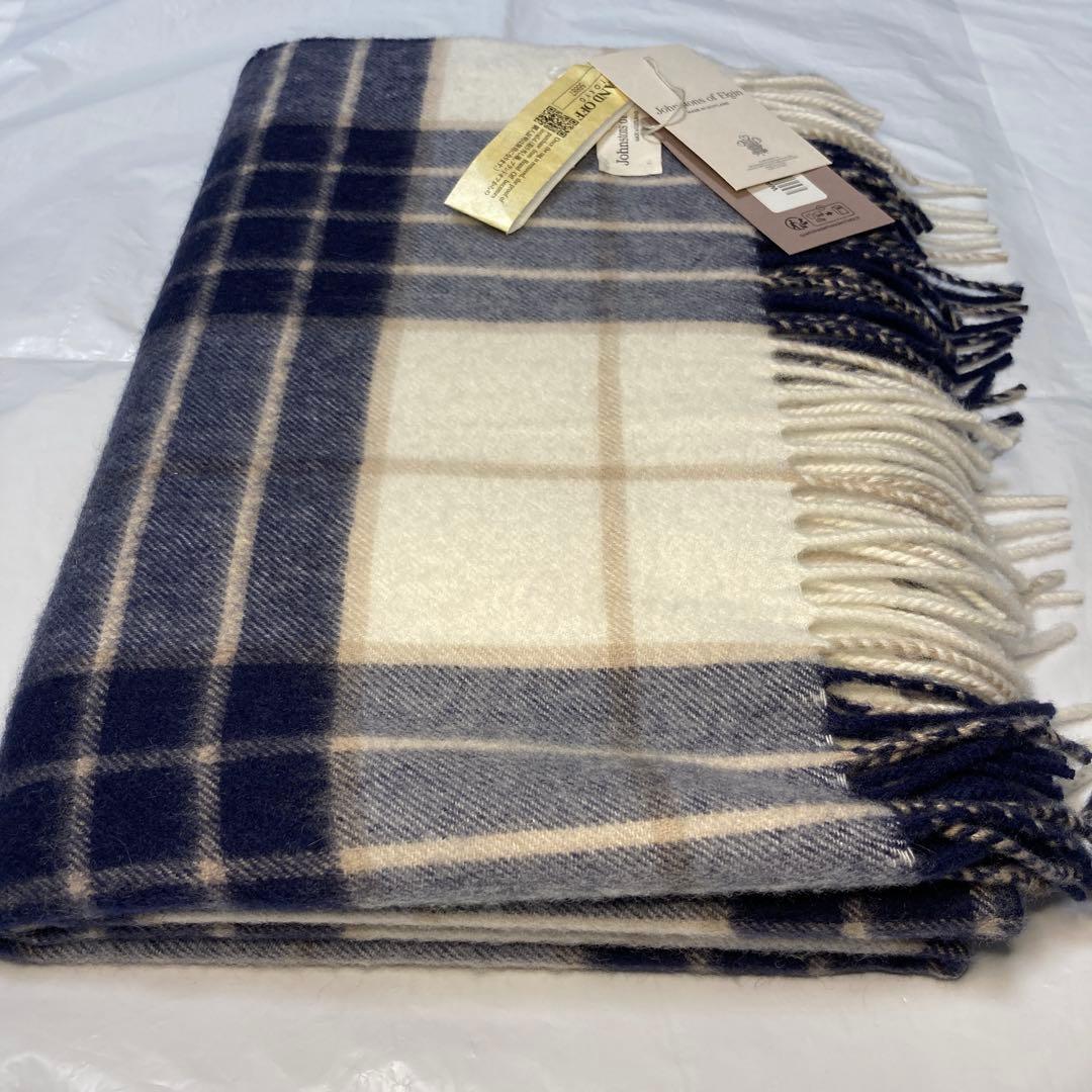 新品 ジョンストンズ カシミヤ100％ 大判ストール チェック ノックモア