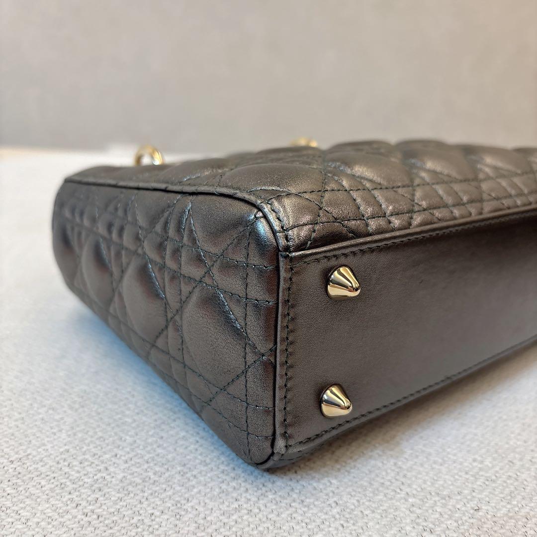 DIOR レディディオールスモール Lady Dior グレー バッグ