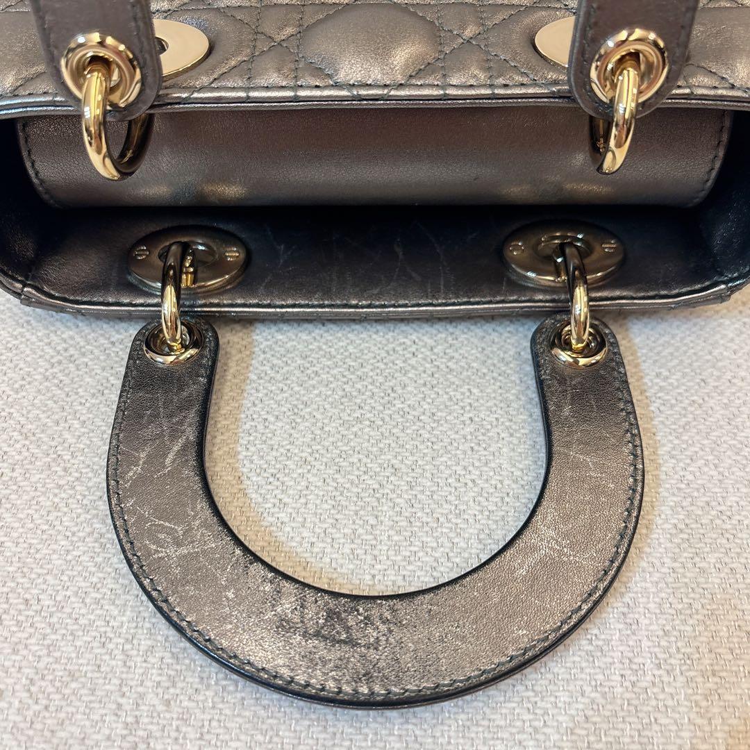 DIOR レディディオールスモール Lady Dior グレー バッグ