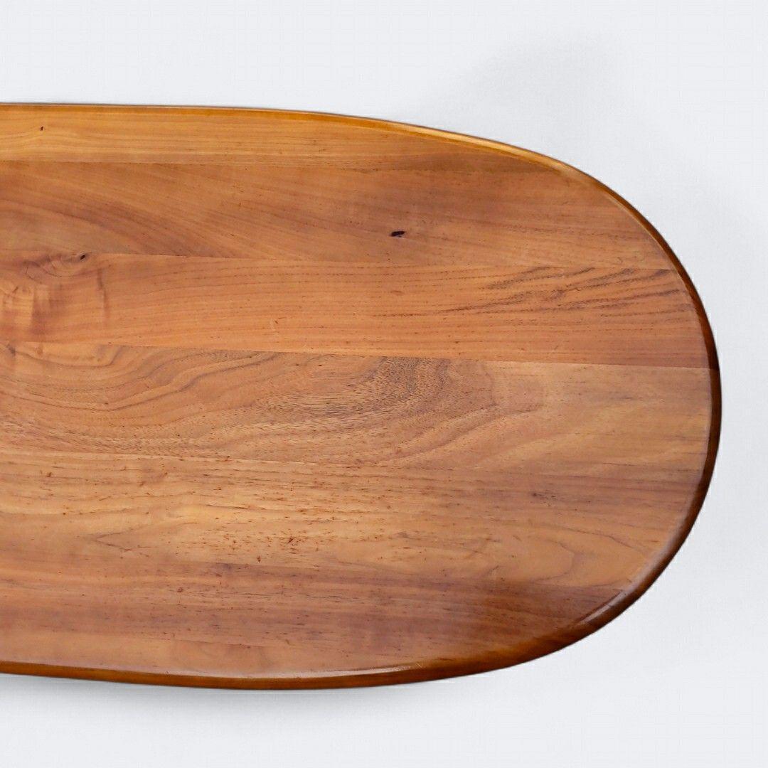 北欧 無垢 オーバル センターテーブル 棚付 コーヒーテーブル