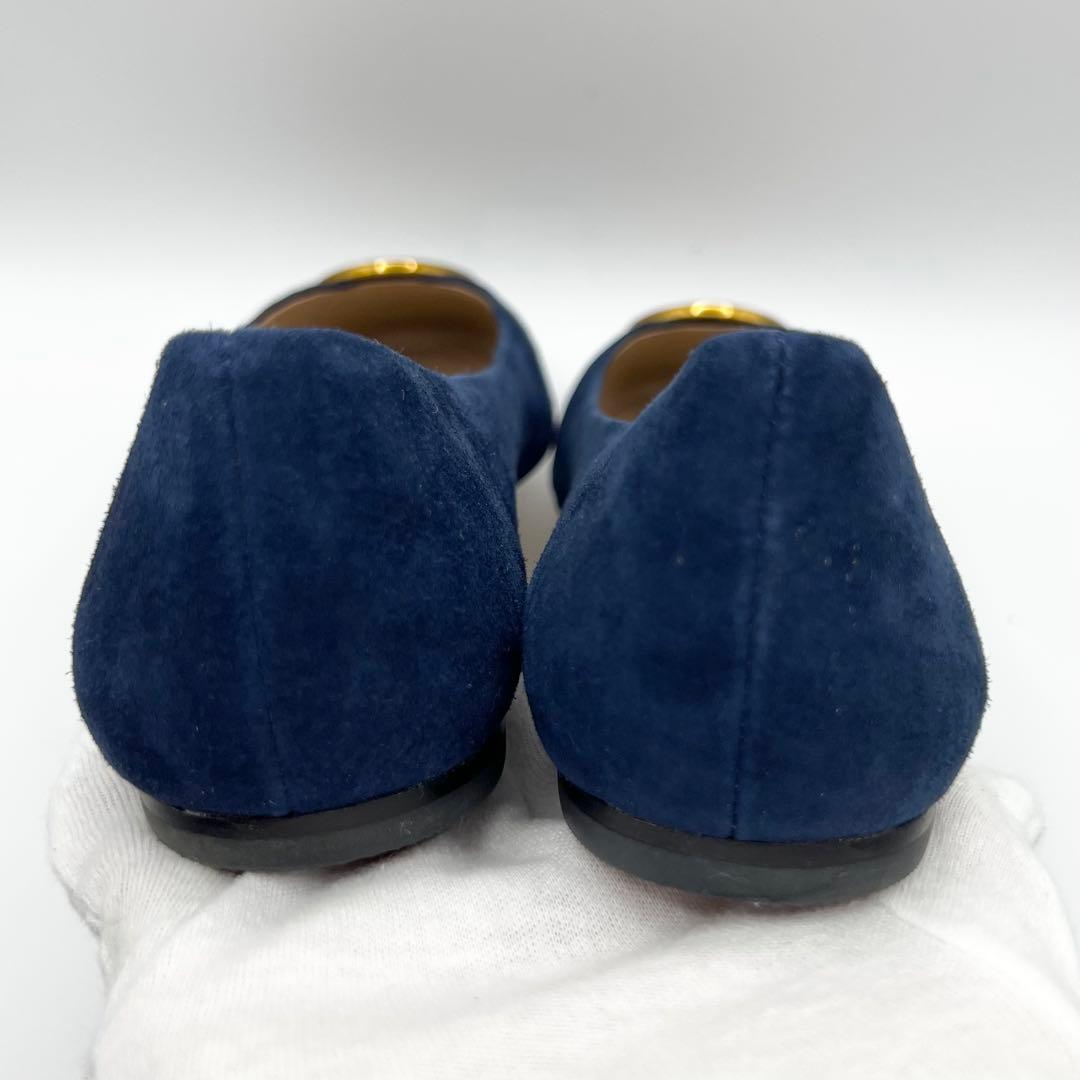 【極美品】TORY BURCH☆紺フラットパンプス☆24cm