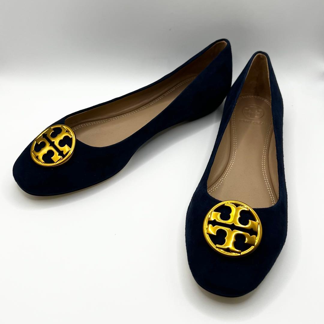 【極美品】TORY BURCH☆紺フラットパンプス☆24cm