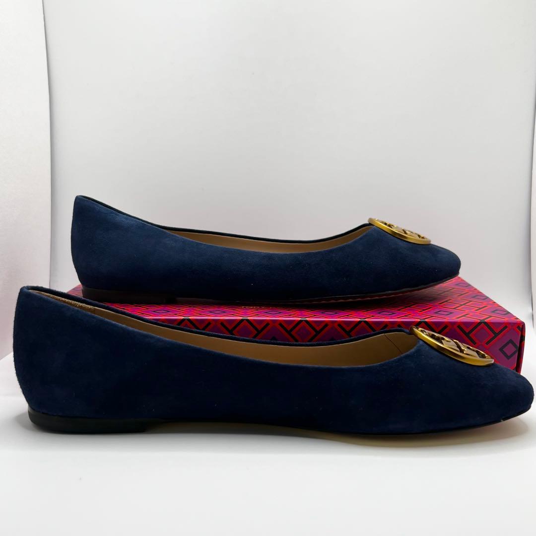 【極美品】TORY BURCH☆紺フラットパンプス☆24cm