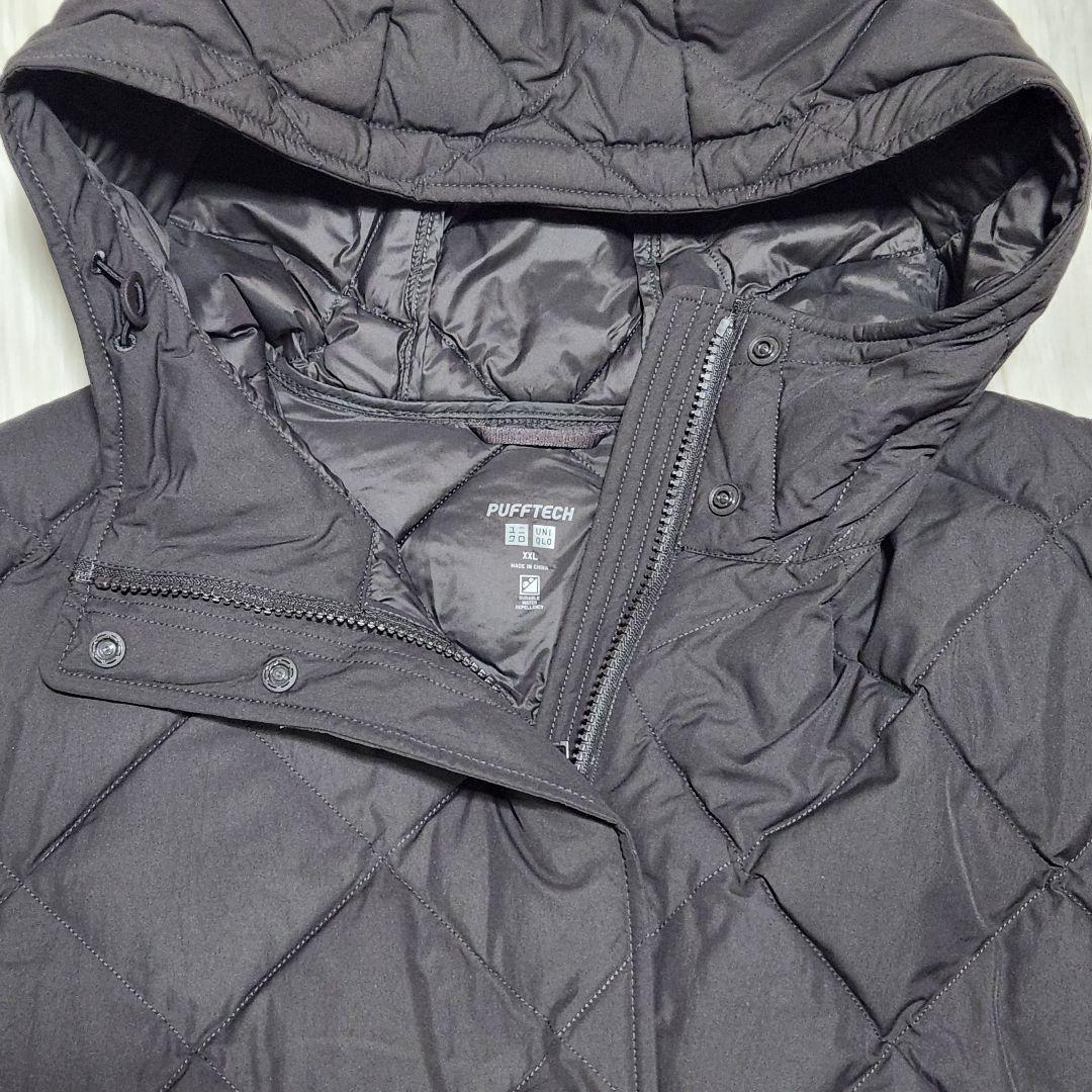 ユニクロパフテックロングコートリラックスフィット　ダークブラウン XXL