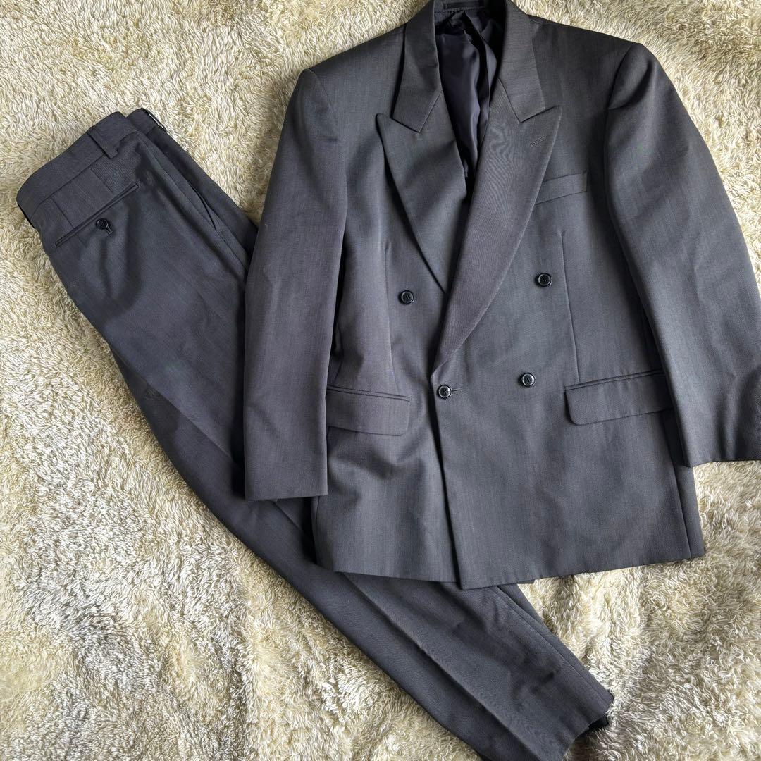 極美品　ランバン　クラシック　チャコールグレースーツ　ダブル　48 L y2k