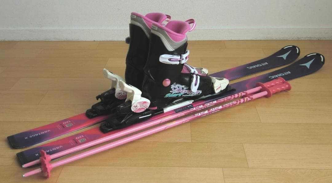 ■■送料無料■ATOMIC■子供用スキー4点セット■120/22■WAX済■■