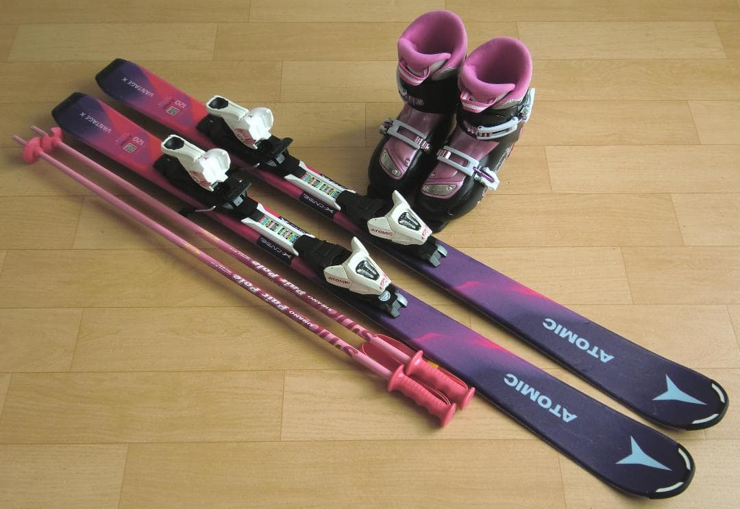 ■■送料無料■ATOMIC■子供用スキー4点セット■120/22■WAX済■■