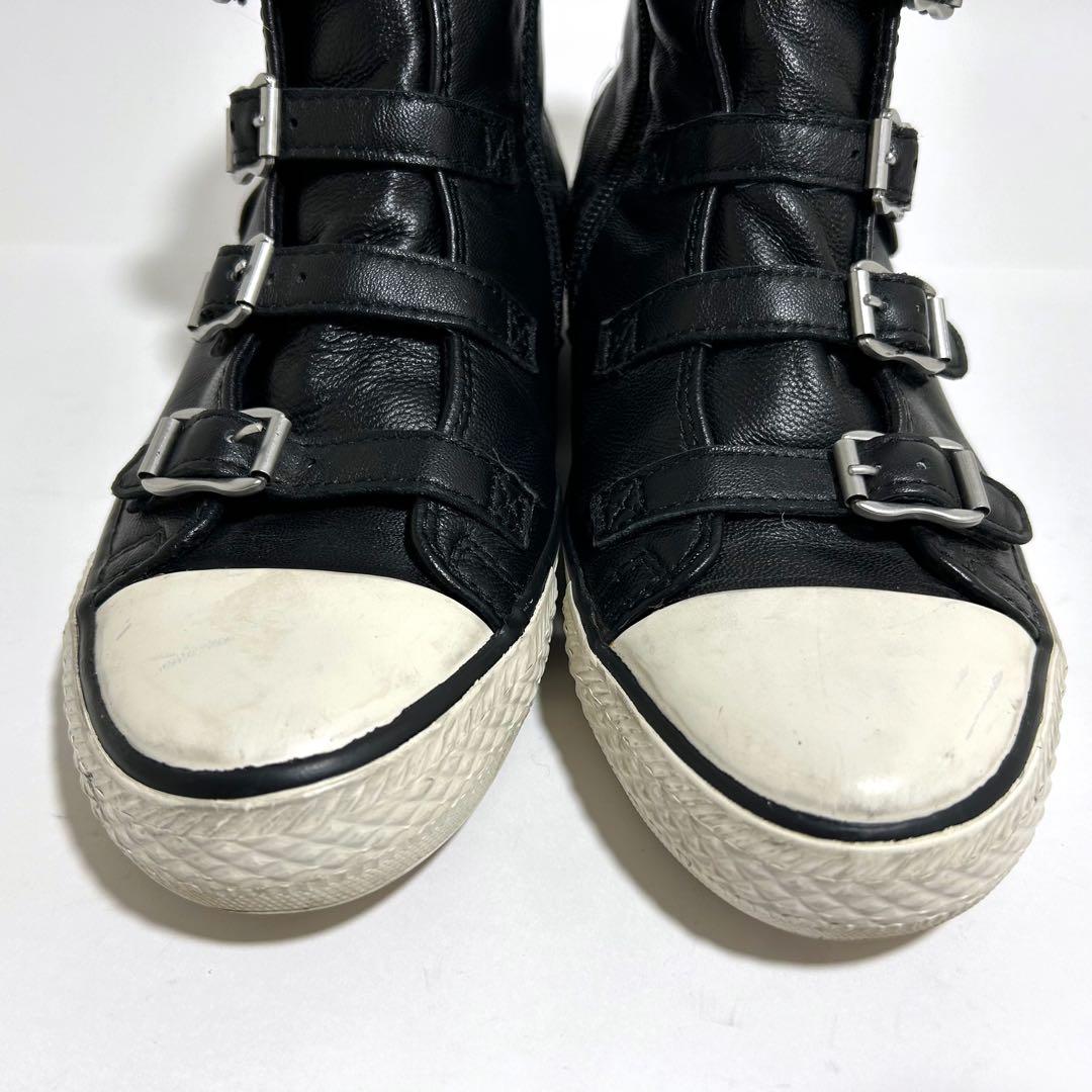 美品☆ASH アッシュ スニーカー ハイカット ベルト ジップ 37 23.5