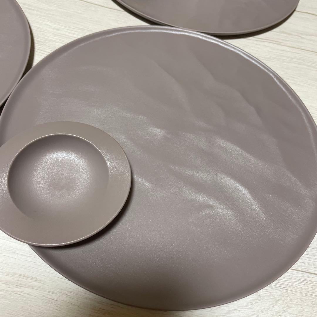 エイラス ARAS 大皿 27cm ピンクグレー 4枚セット 豆皿スクープ4枚付