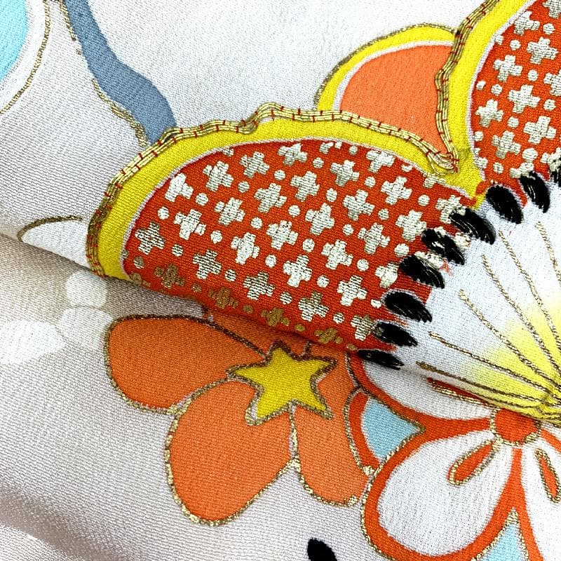 4009ag98, 半衿□七五三 三歳 女児 アンティーク 着物のみ 五つ紋□