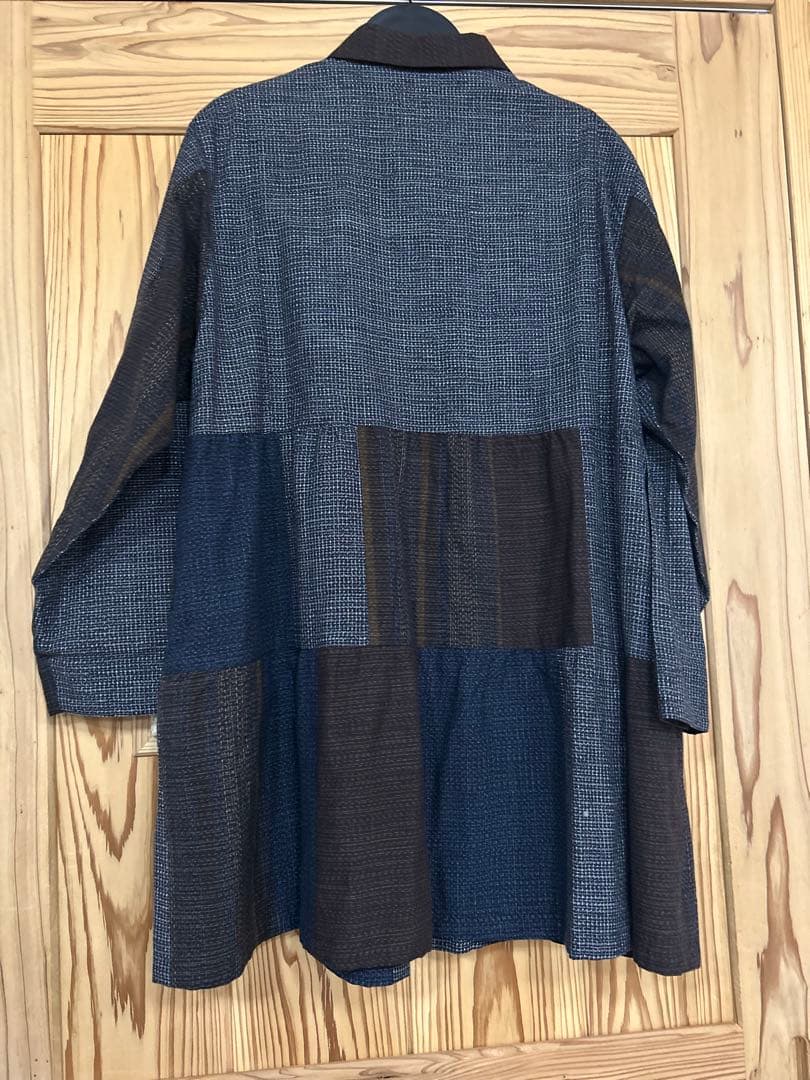 値下げ⭐︎儀右衛門　絣ダークブルー・ブラウンチェック チュニック