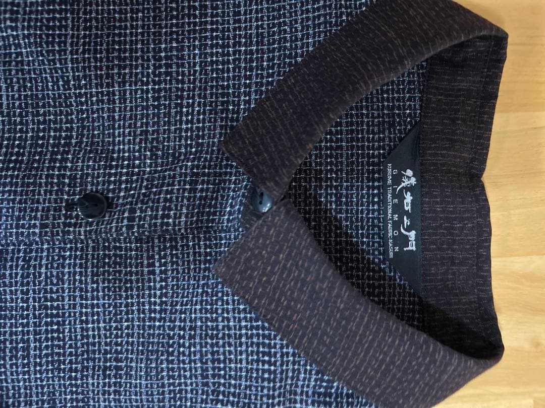 値下げ⭐︎儀右衛門　絣ダークブルー・ブラウンチェック チュニック