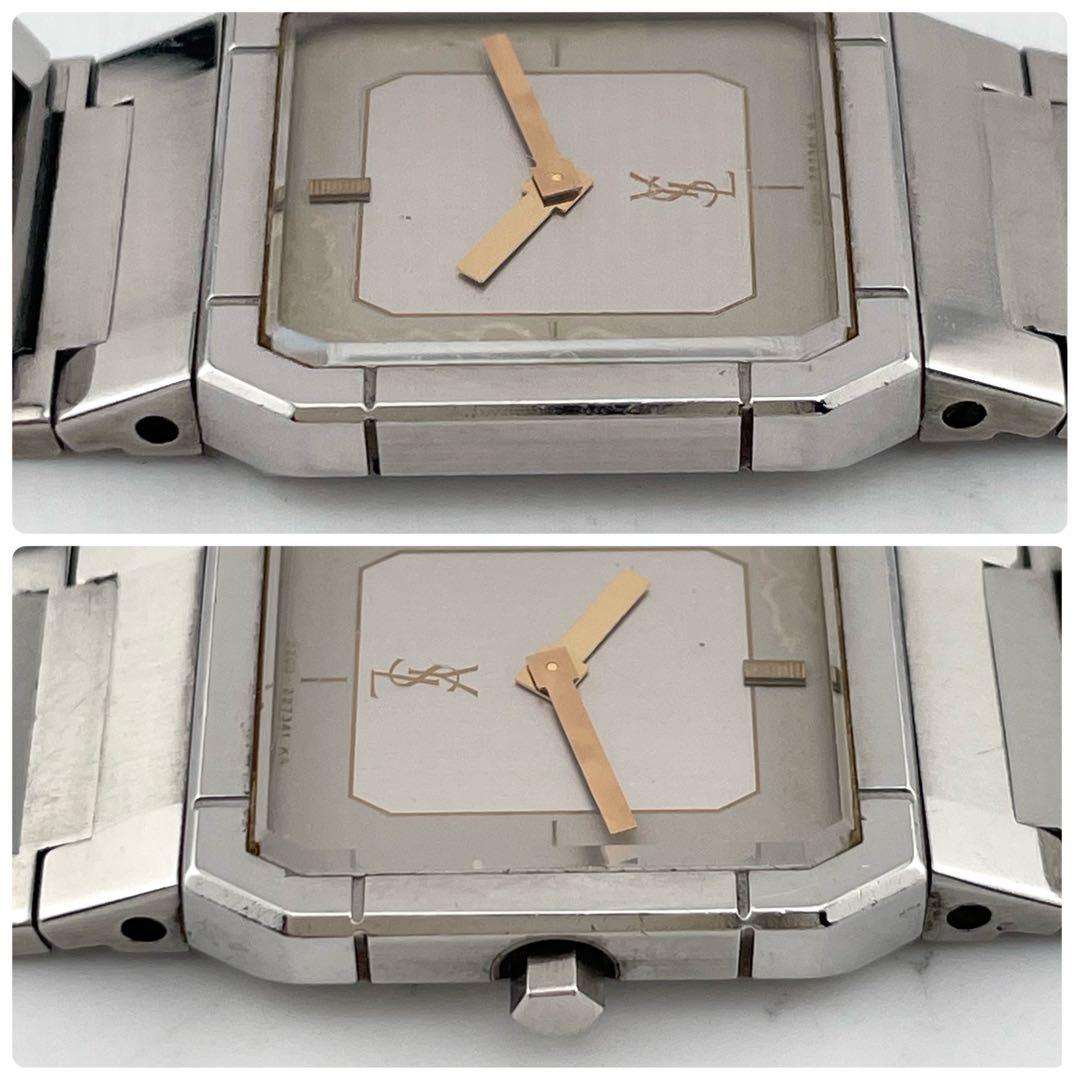 【稼働/新品電池】イヴサンローラン　スクエア　腕時計　クォーツ　シルバー