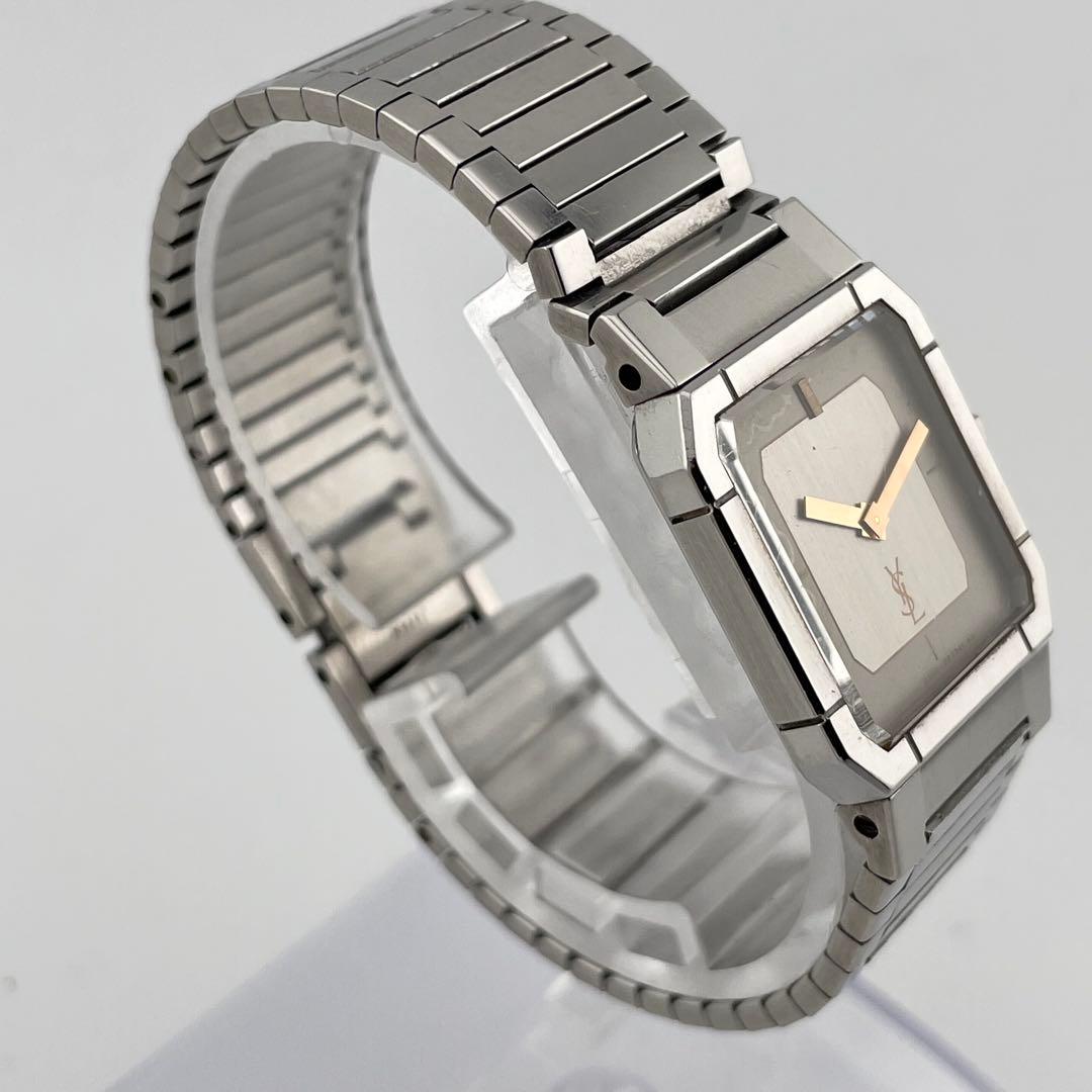 【稼働/新品電池】イヴサンローラン　スクエア　腕時計　クォーツ　シルバー