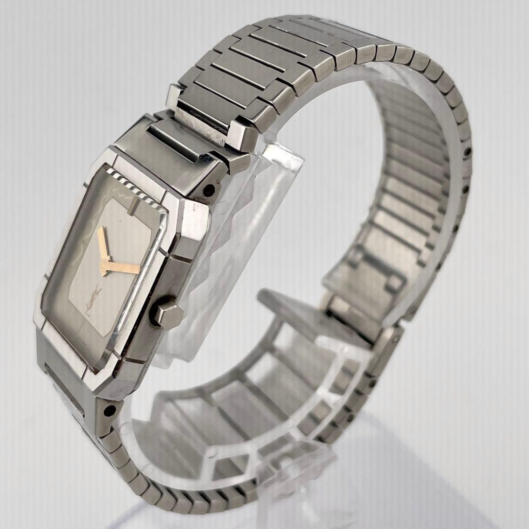 【稼働/新品電池】イヴサンローラン　スクエア　腕時計　クォーツ　シルバー