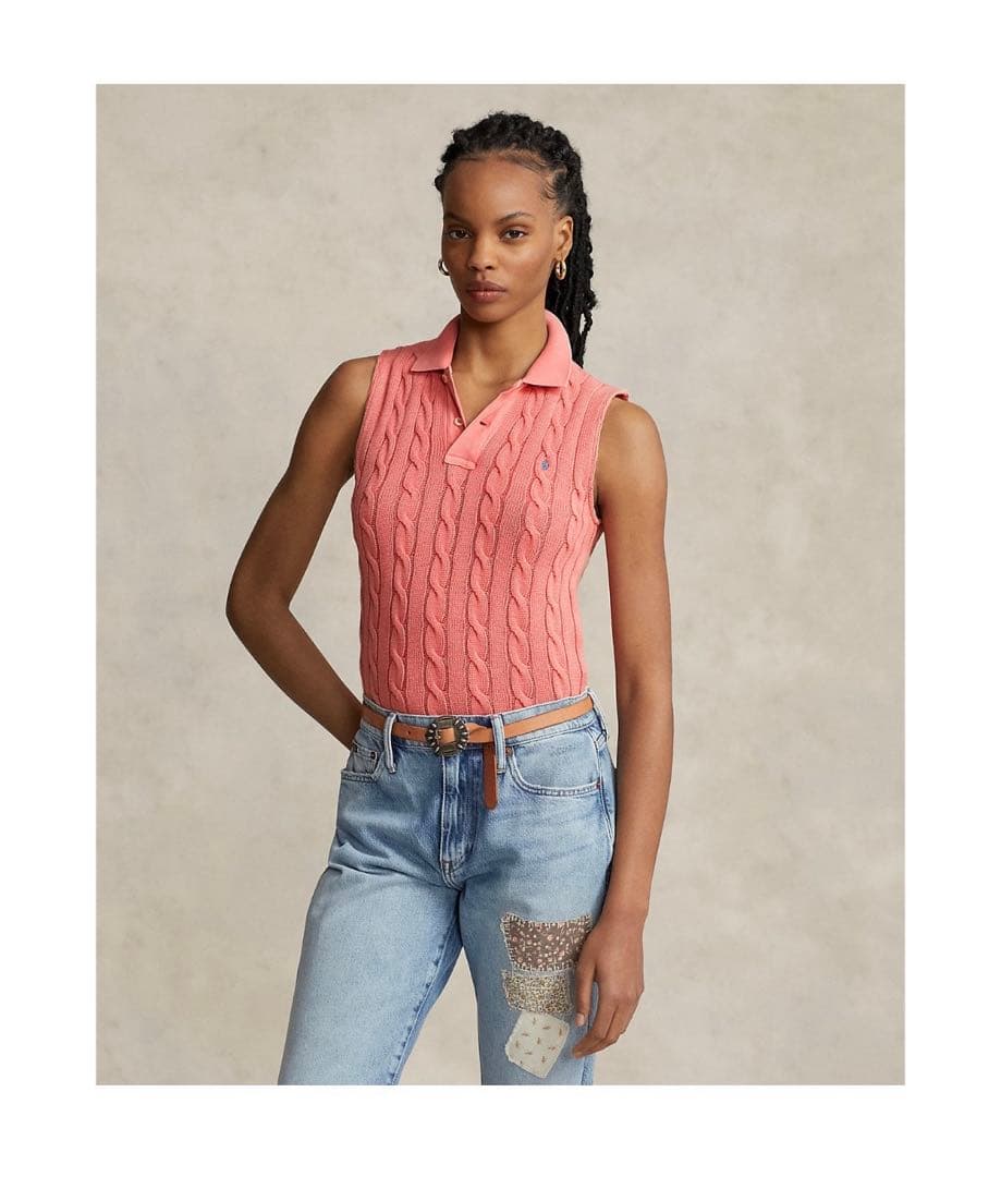 ケーブルニット　ポロシャツ　ラルフローレン