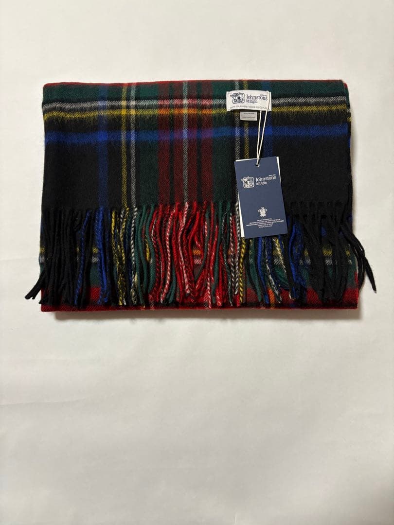 み*ー様 JOHNSTONS OF ELGIN 大判カシミヤストール ブラック柄