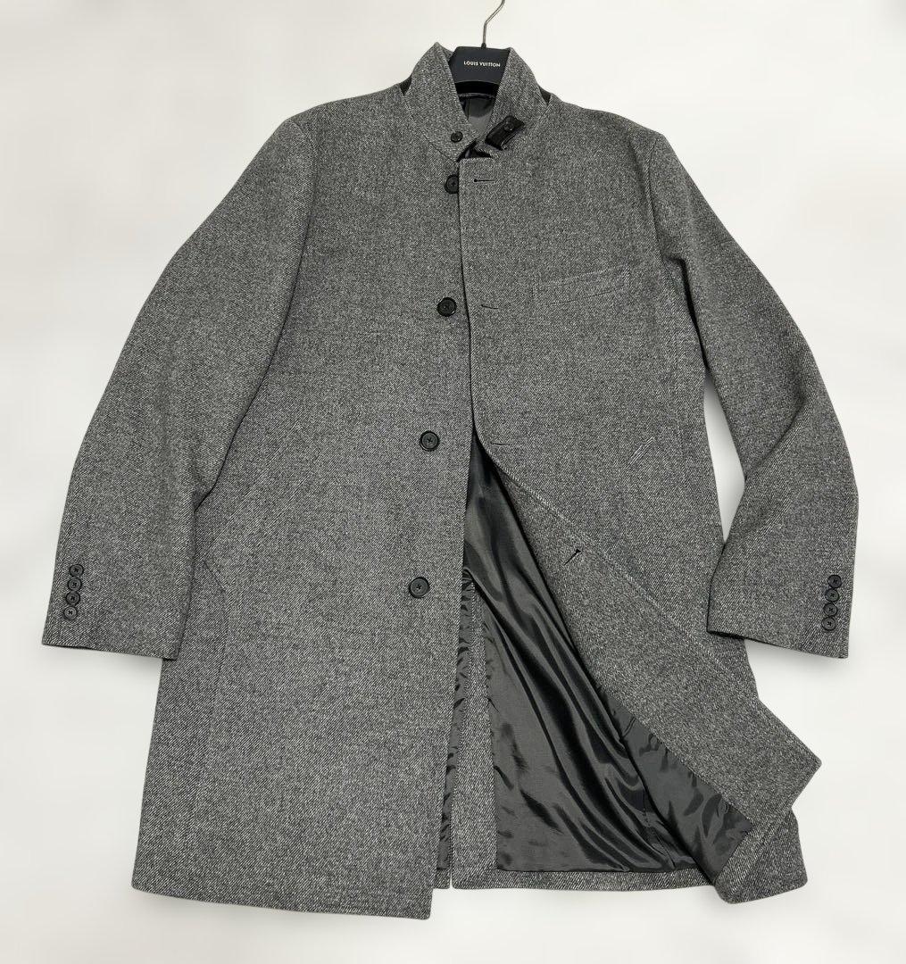 定価8万程　美品　ニューヨーカー　カシミヤ スタンドカラー　ロングコート 牛革