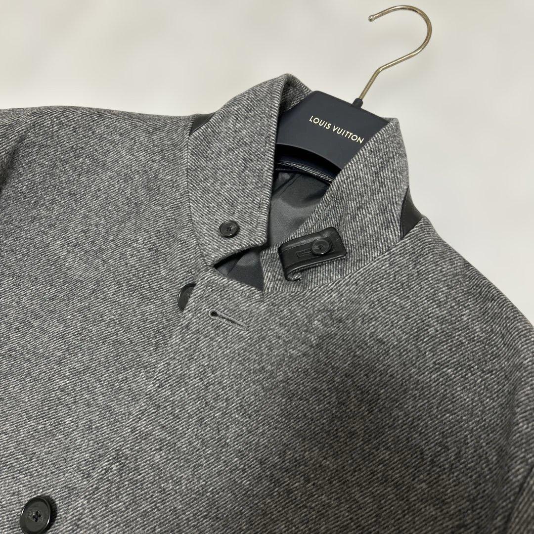 定価8万程　美品　ニューヨーカー　カシミヤ スタンドカラー　ロングコート 牛革