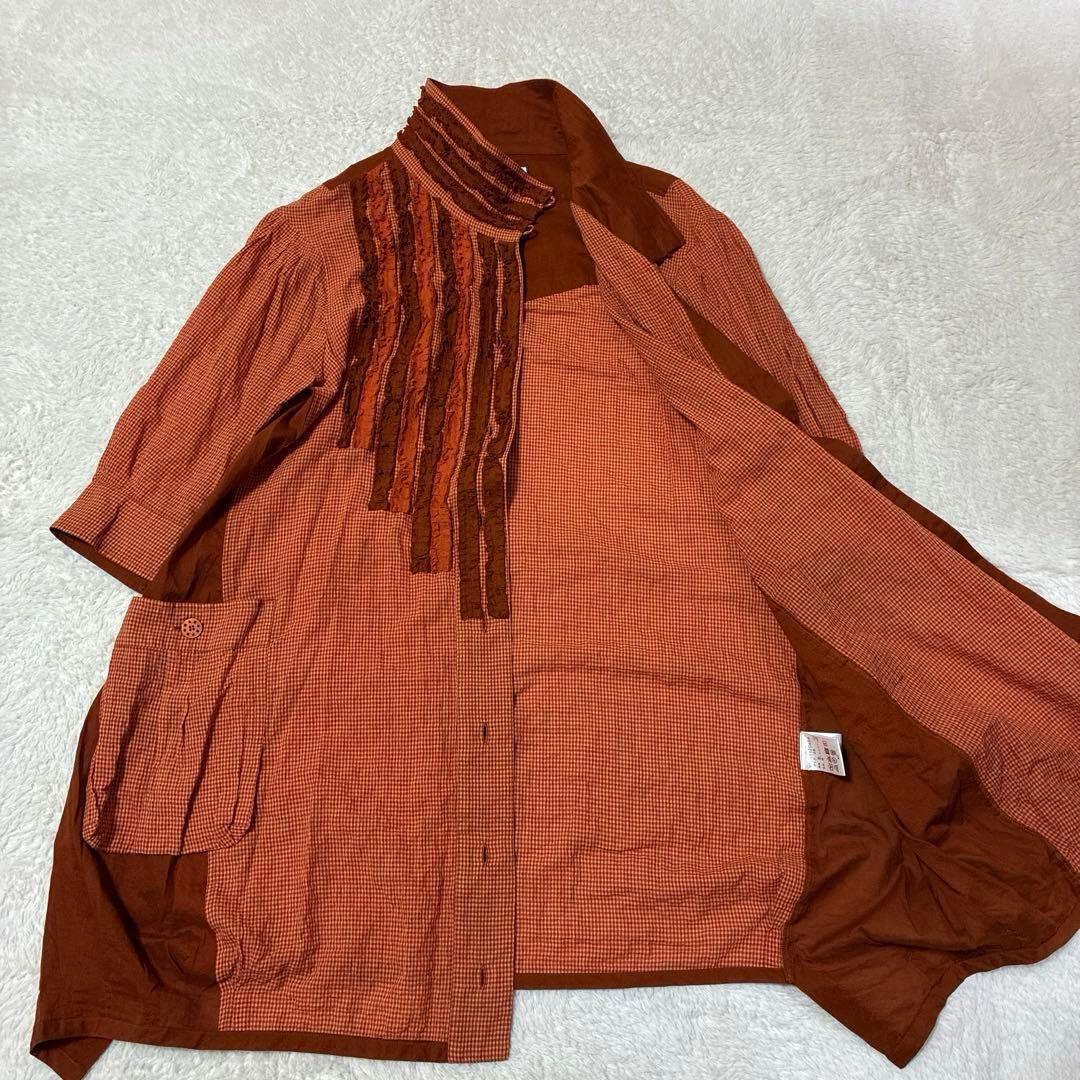 ann吉 センソユニコ フリル　チュニック　バルーン　ギンガムチェック