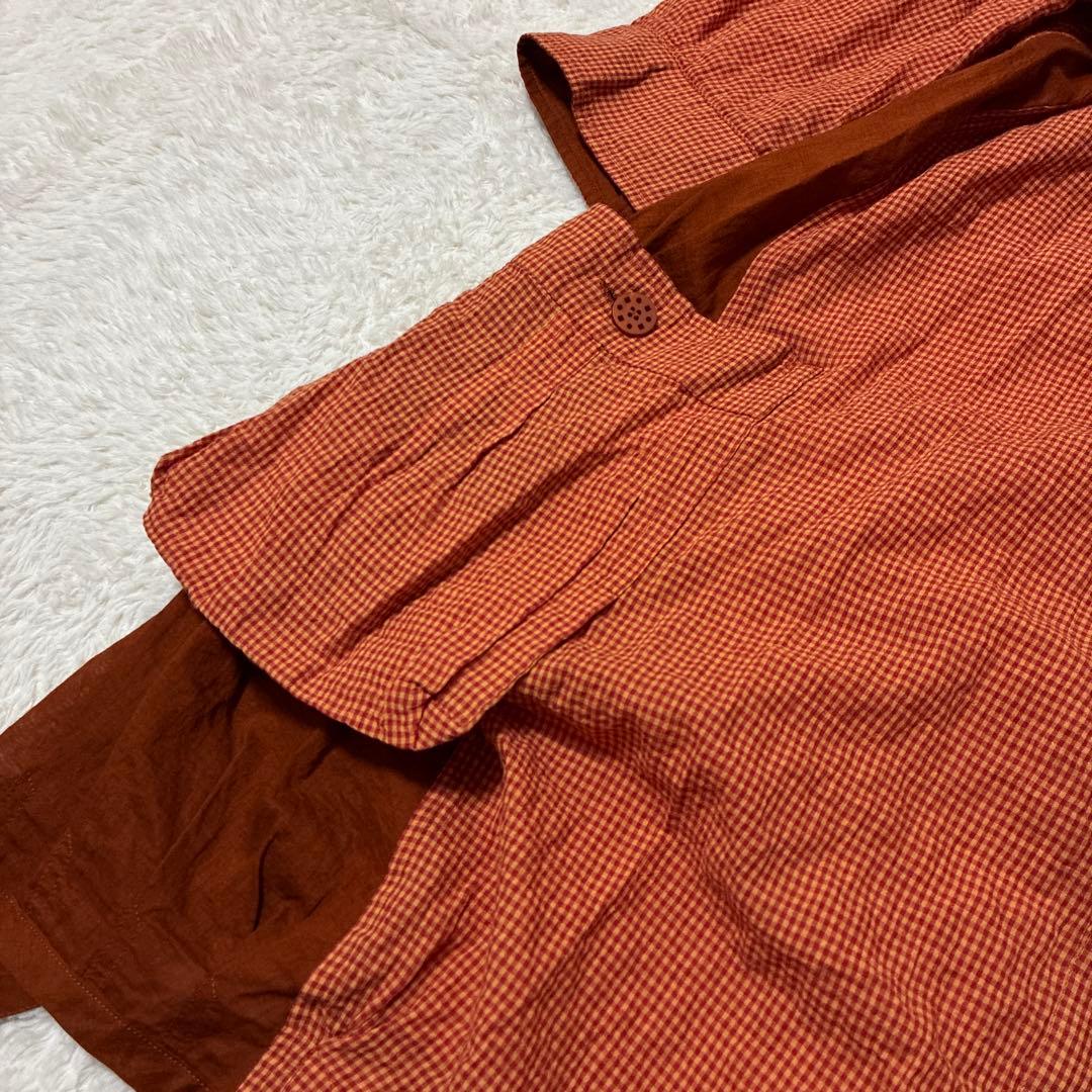 ann吉 センソユニコ フリル　チュニック　バルーン　ギンガムチェック