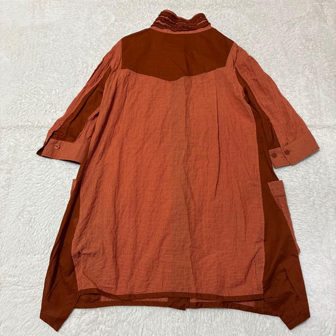 ann吉 センソユニコ フリル　チュニック　バルーン　ギンガムチェック