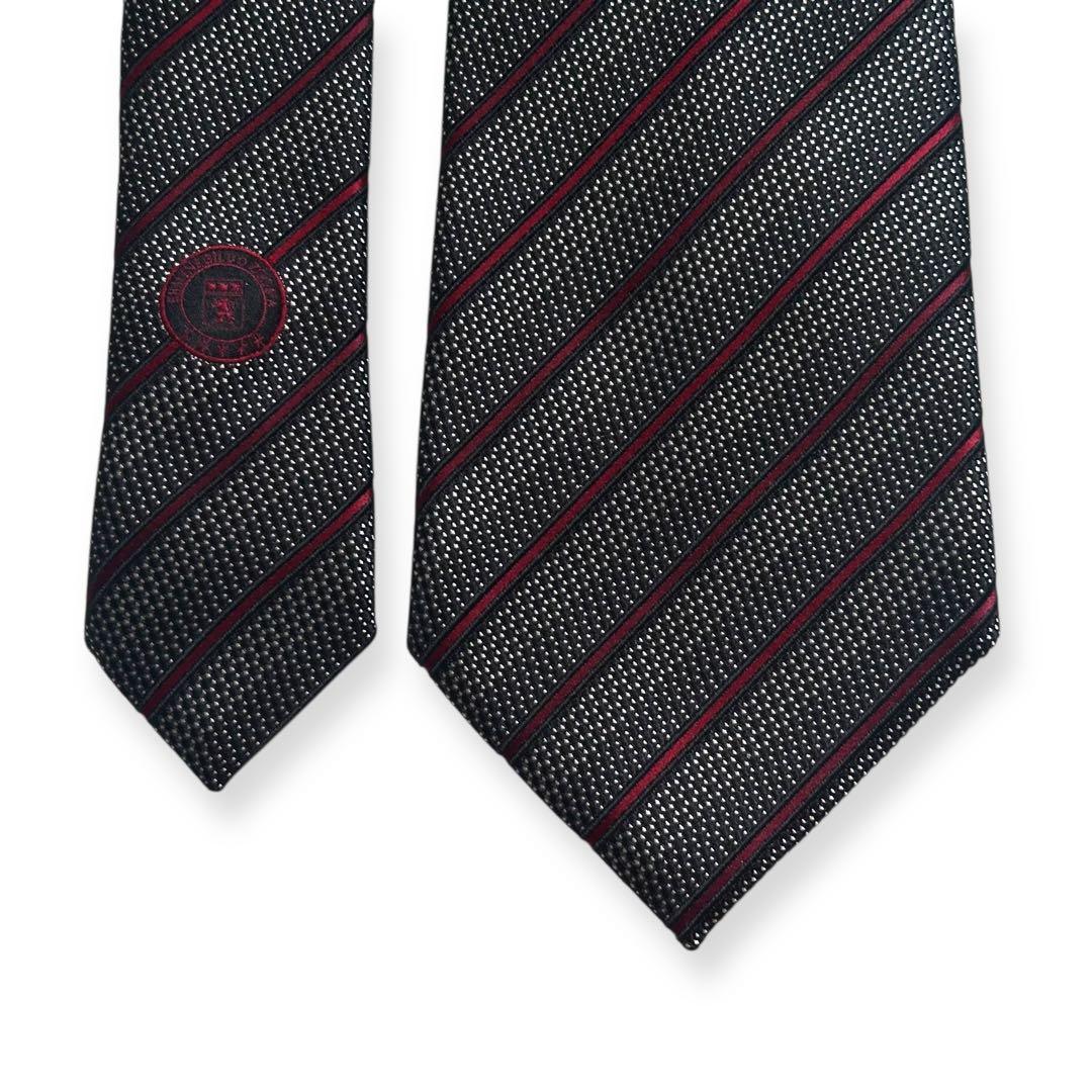 美品✨エルメネジルドゼニア　ネクタイ　ジャガード　ブラック　バーガンディ