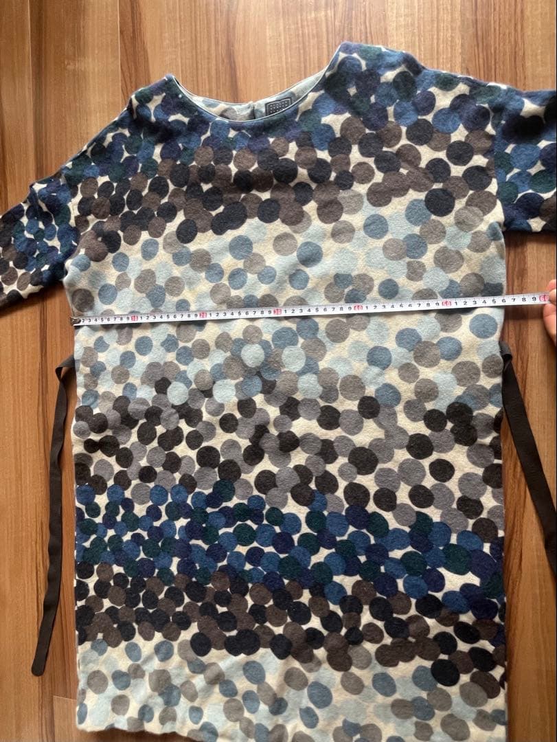 専用　ミナペルホネン カシミヤ　水玉模様 七分袖ワンピース、チュニック