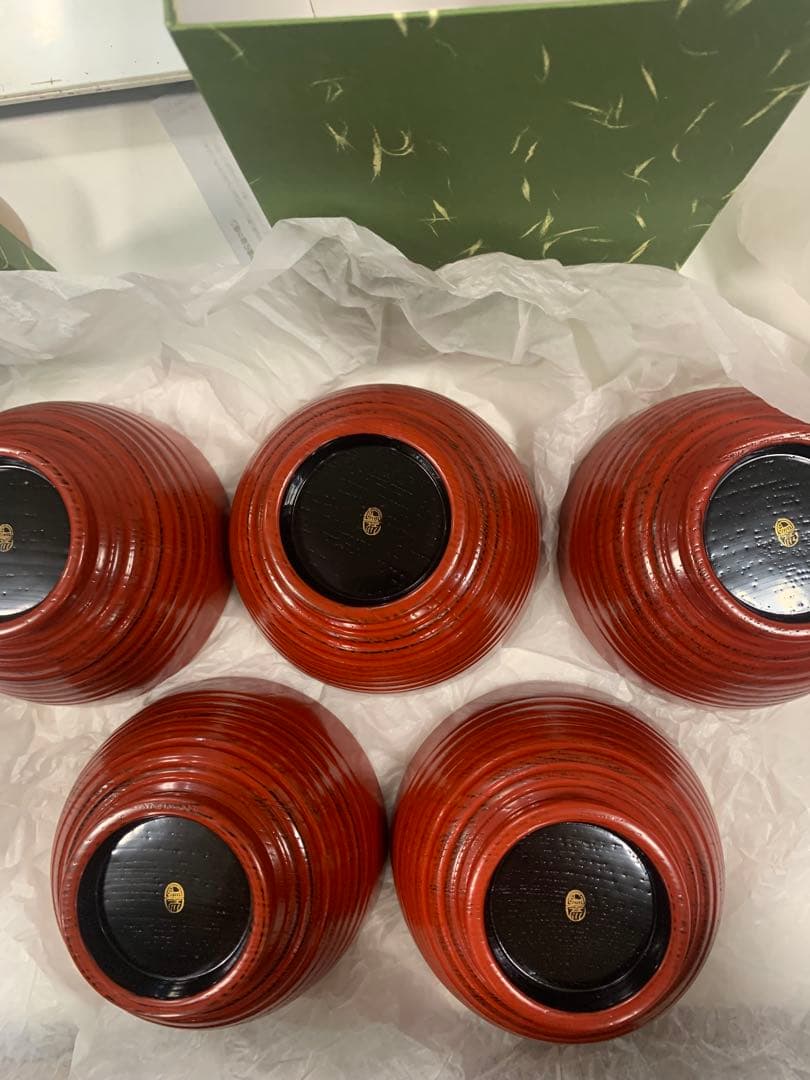 象彦　よろず椀　根来塗　5客　未使用品