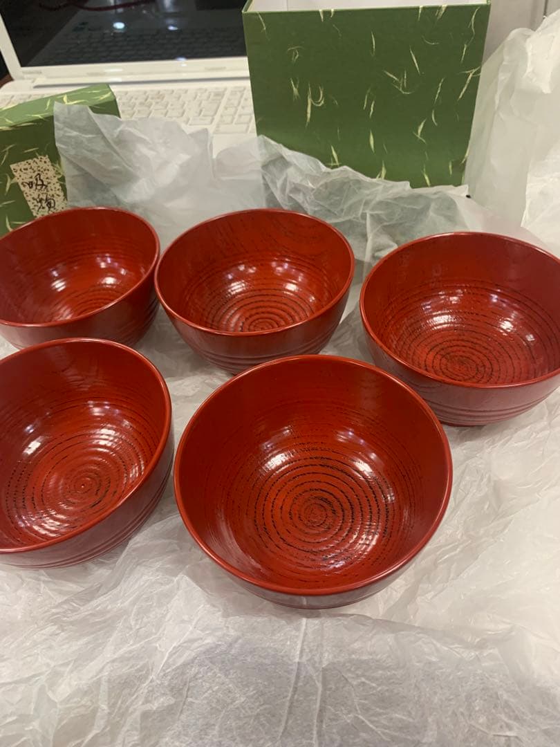 象彦　よろず椀　根来塗　5客　未使用品