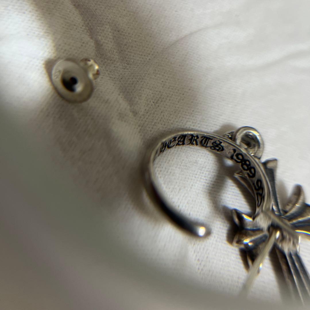 シルバー クロスチャーム フープピアス 片耳用