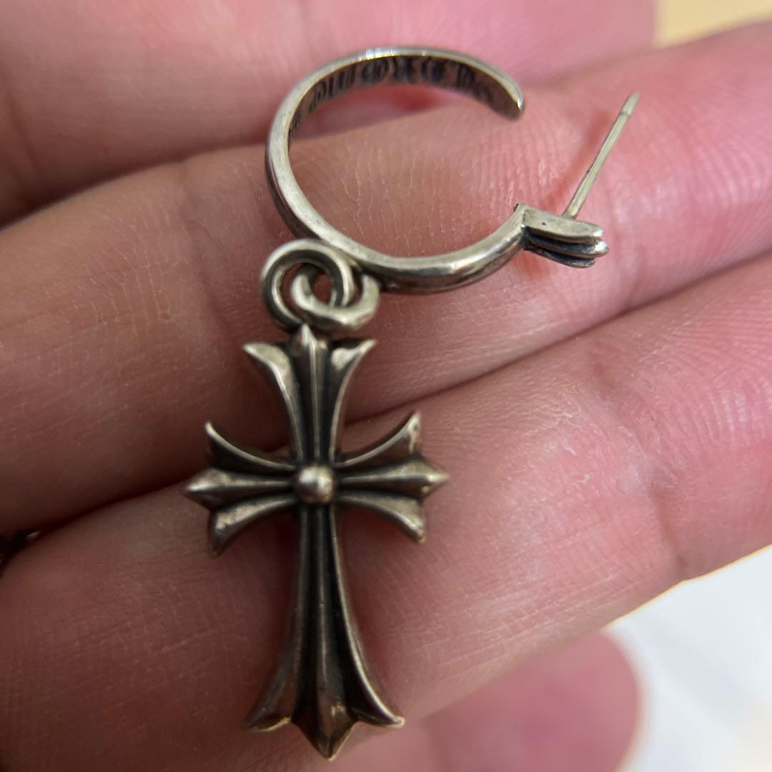 シルバー クロスチャーム フープピアス 片耳用