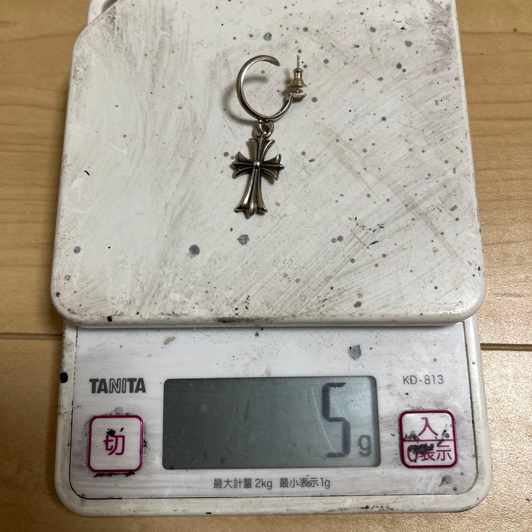 シルバー クロスチャーム フープピアス 片耳用